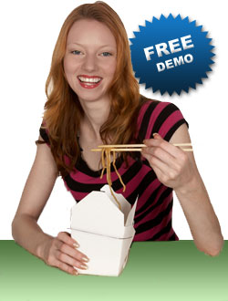 Happy Customer Eating Takeout